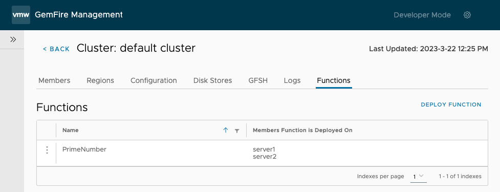 Functions tabs showing deployed functions