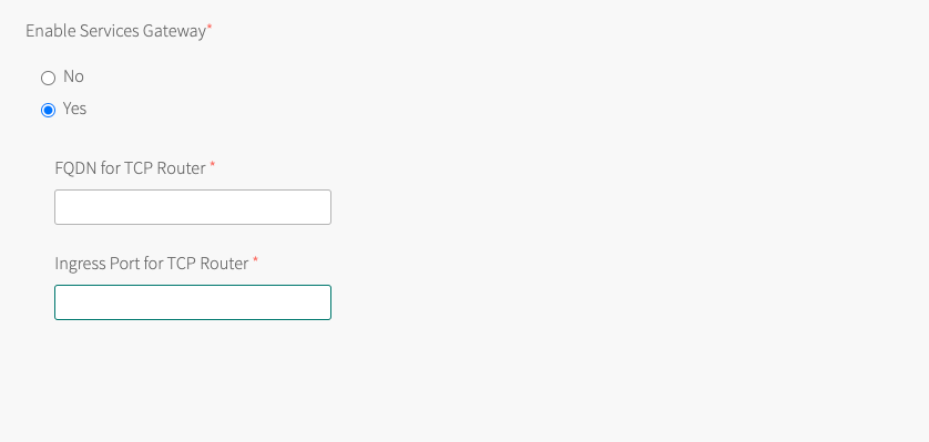 Enable Service Gateway setting