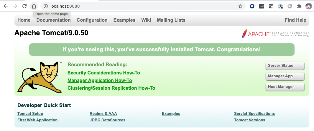 Tomcat home page