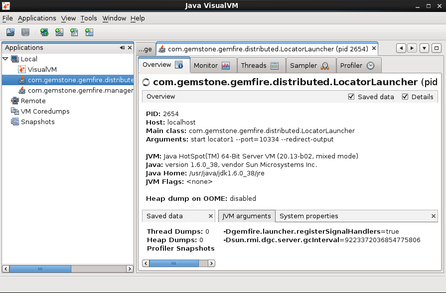 Sample output in JDK's Java VisualVM monitoring application UI