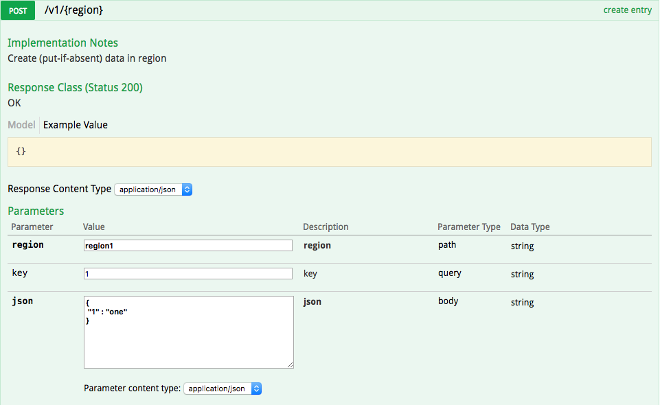 Expanded Post /v1/ endpoint interface in Swagger