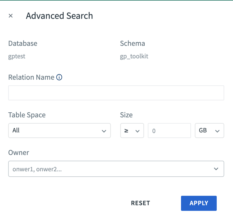 Table Advanced Search
