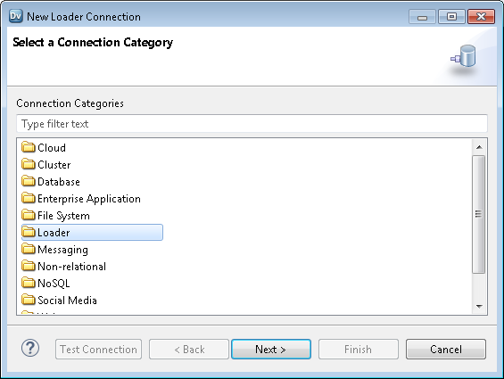 Connection Category Options with Loader Selected