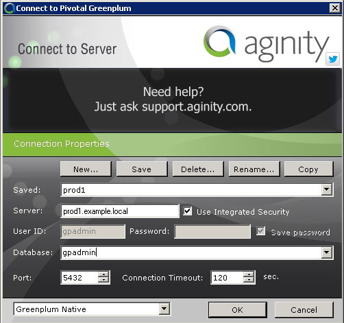 Using integrated security with Aginity Workbench