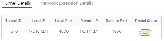 Tunnel details: Tunnel ID, Local IP, Local Port, Remote IP, Remote Port, Tunnel Status. Status shown as Up.