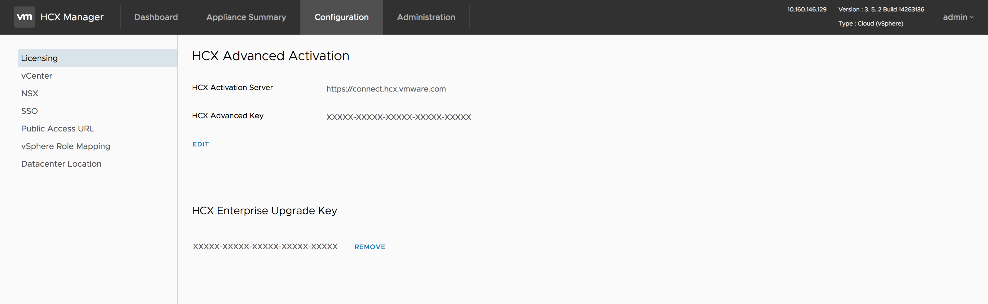 Screenshot of the license manager screen with an Enterprise key displayed and the option to remove it.