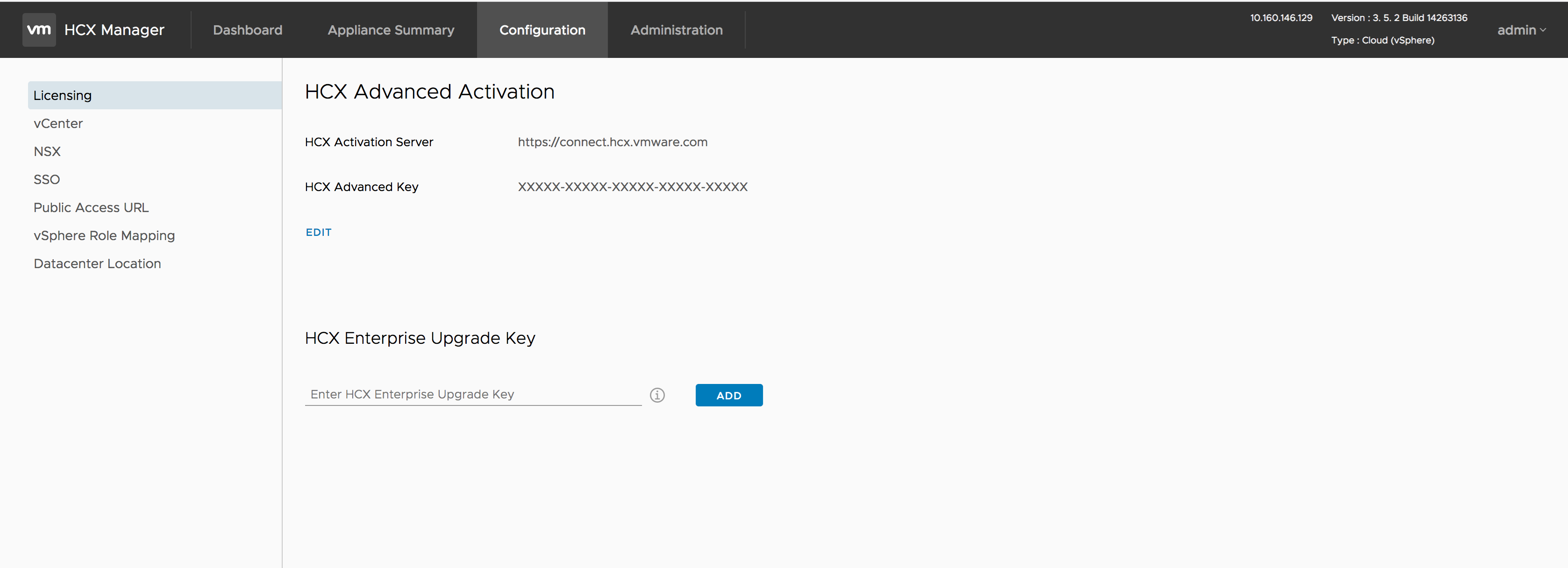 Screenshot of the license manager screen with an Enterprise key displayed and the option to add it.