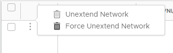 Image of Network Extension popup window with selections for Unextending and Force Unextending an extended network.