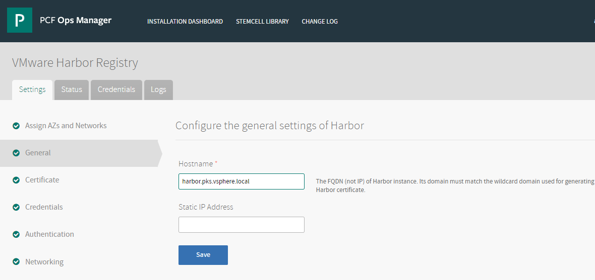 Configure General Settings for Harbor