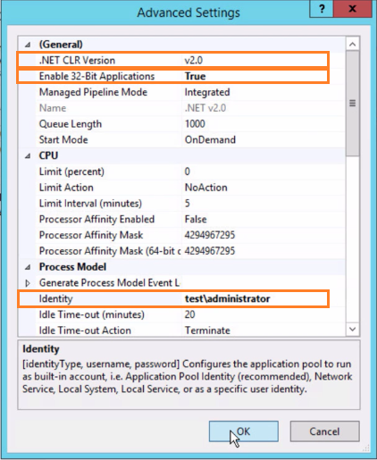 Advanced Settings dialog