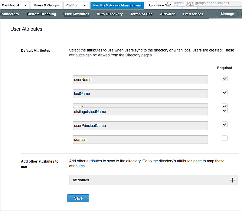 user attributes