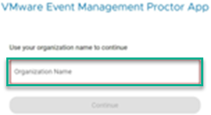 VMware Event Management Proctor application page.