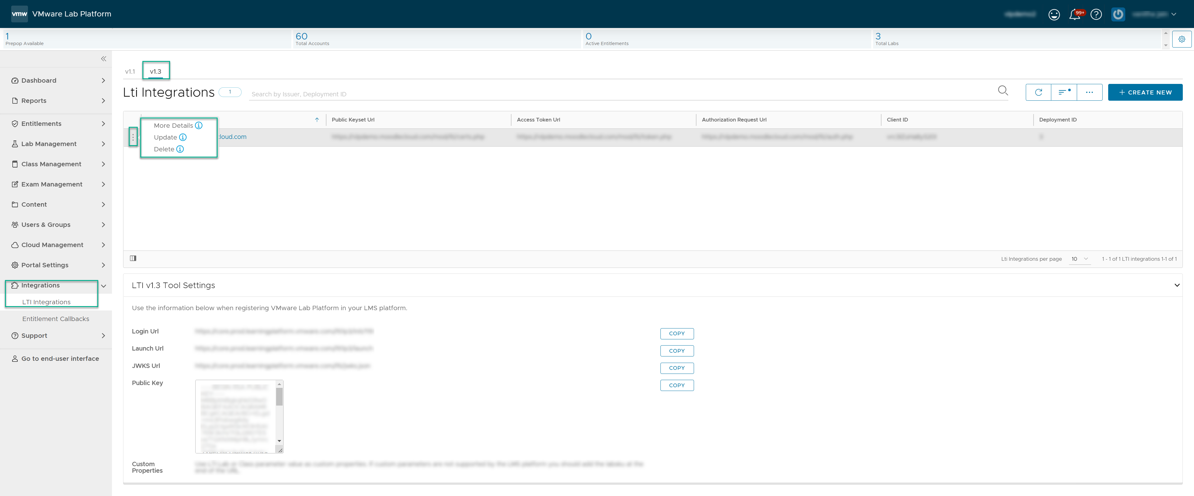 LTI Integrations form for v1.3.