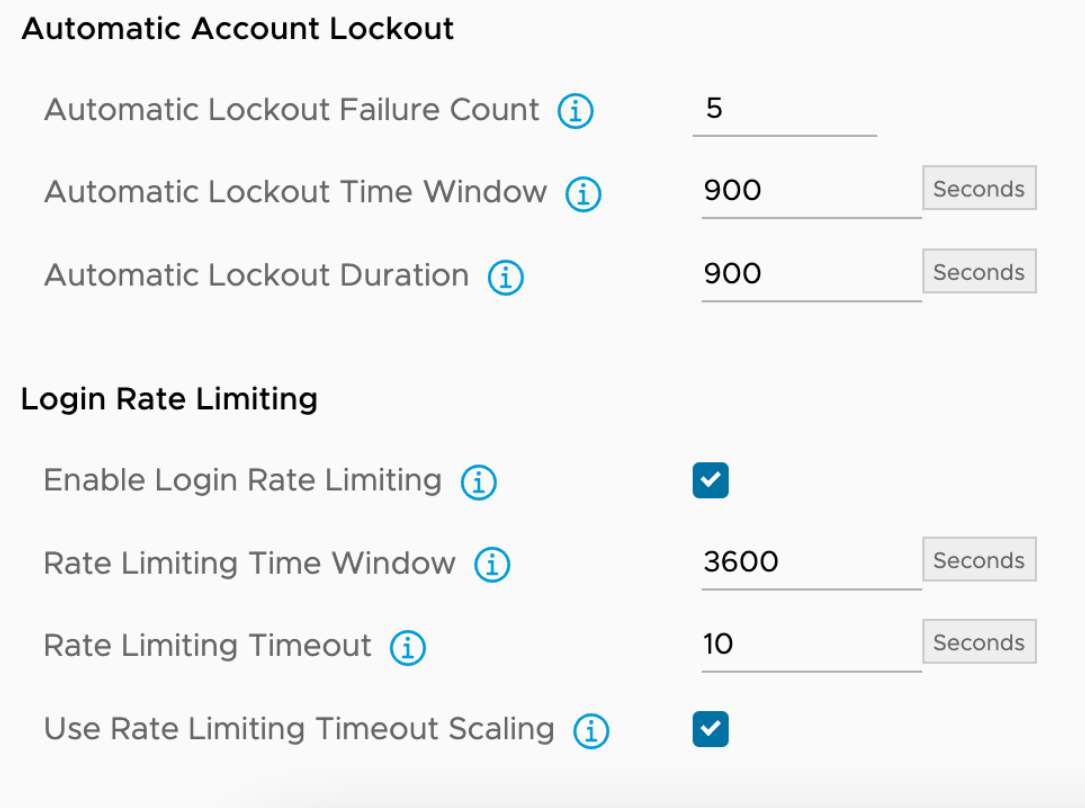 Account lockout limit options.