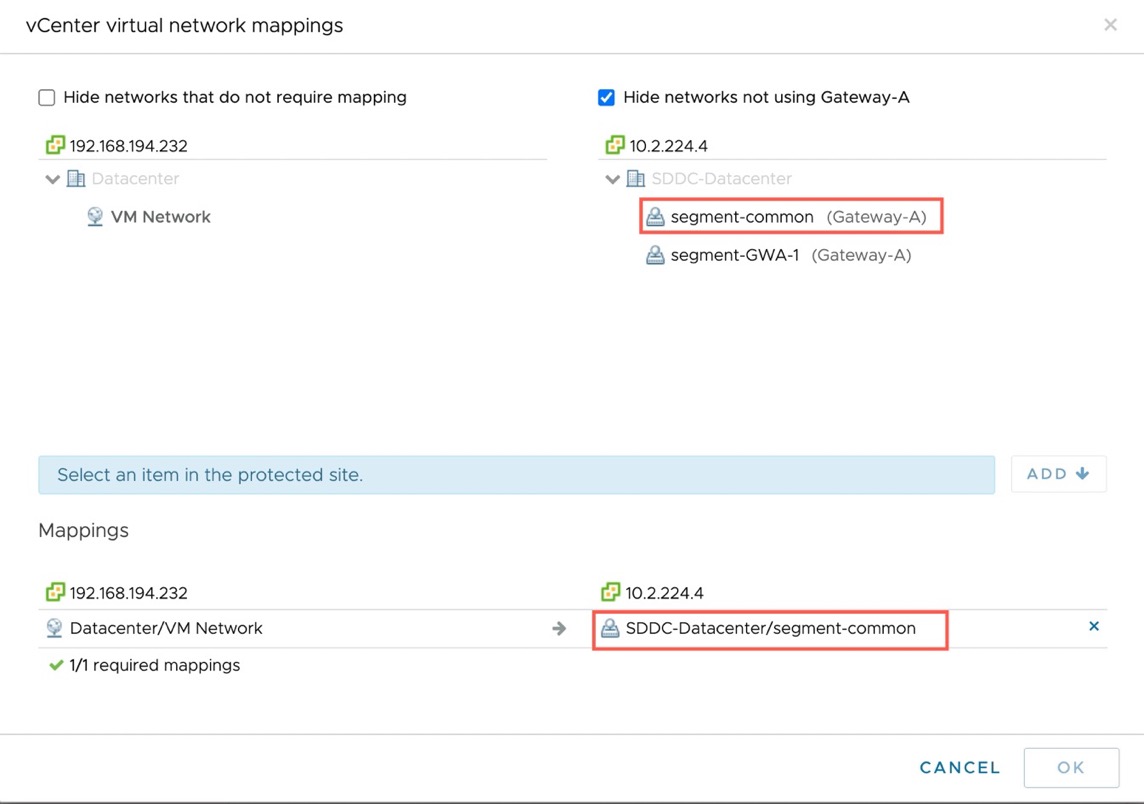 Network segments mapping to unique network segment on Gateway A.