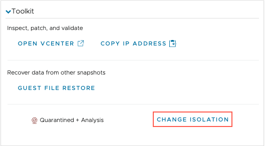 Link for changing network isolation levels