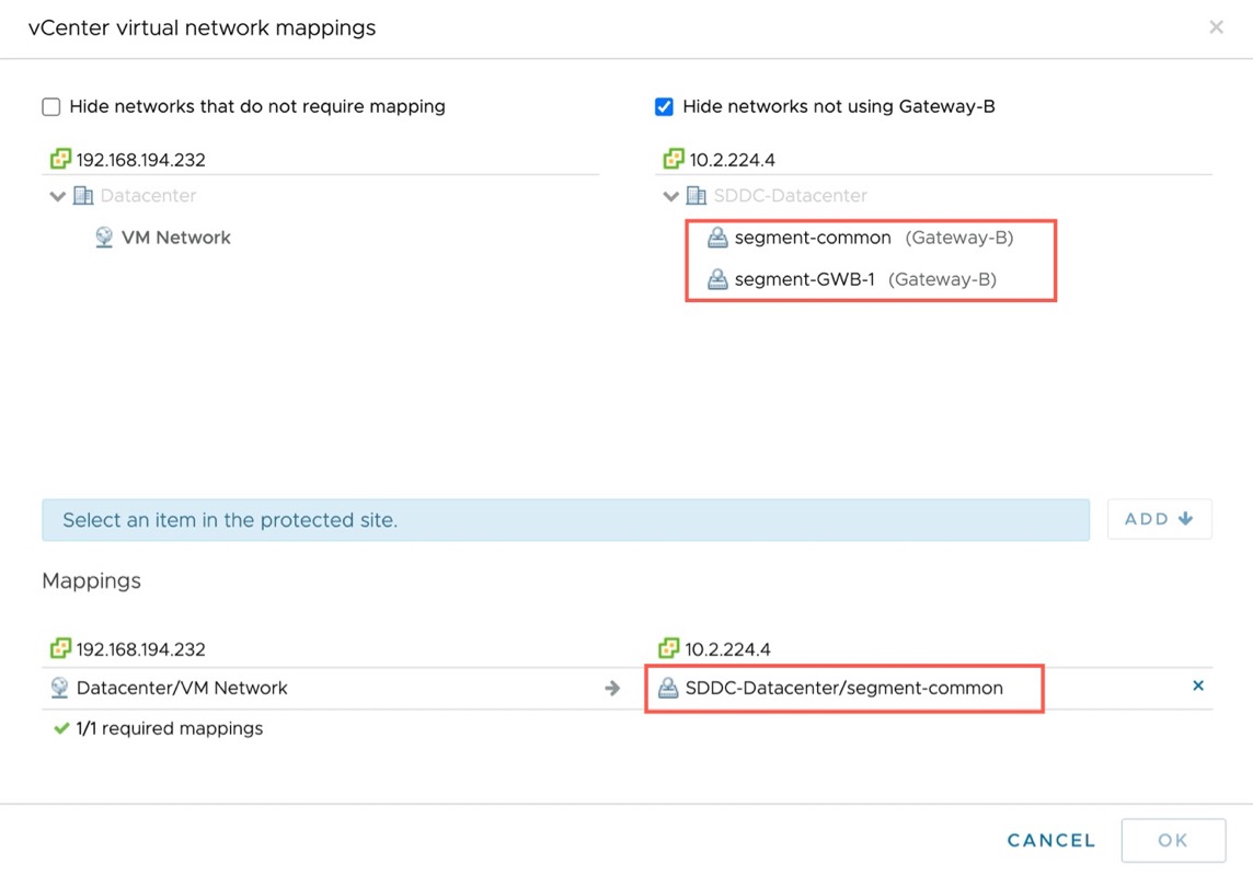 Networks segments mapping to unique network segment on Gateway B.