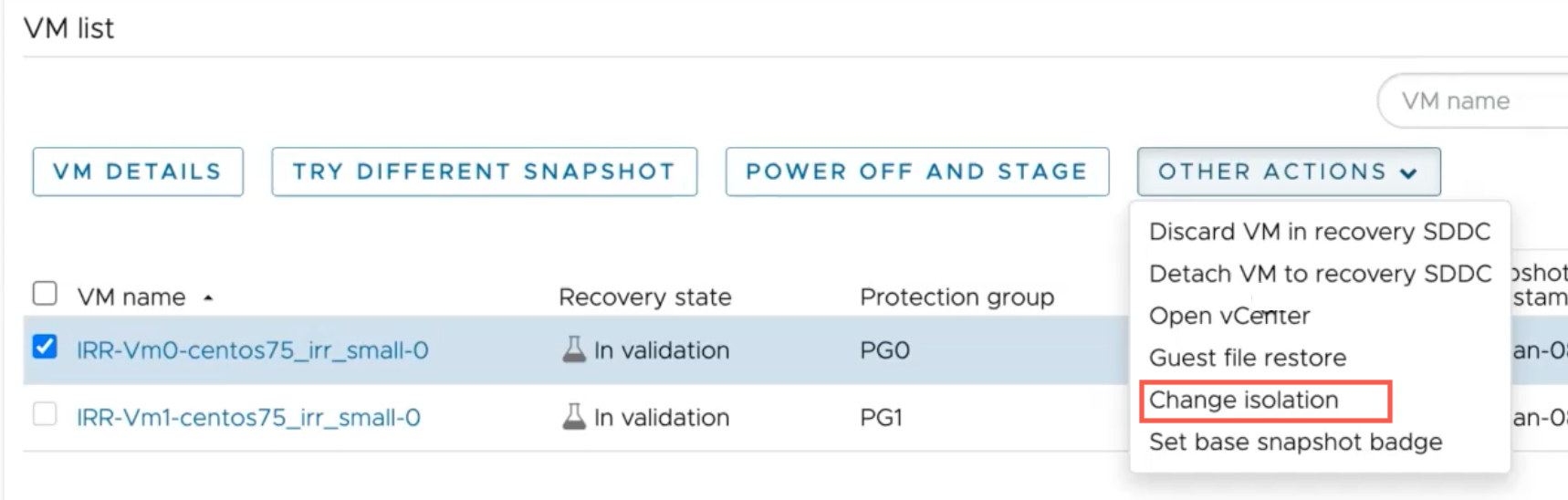 Changing network isolation for multiple VMs.