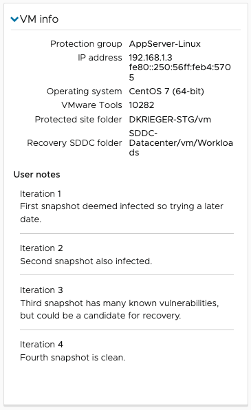 User notes panel.