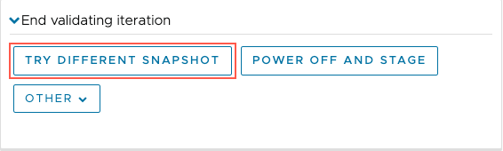 Try different snapshot button on the VM validation page.