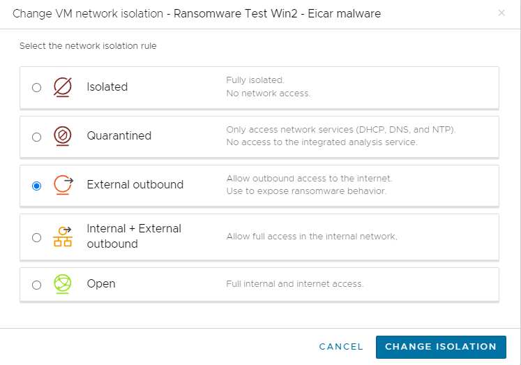 Network Isolation level with NSX Advanced Firewall off