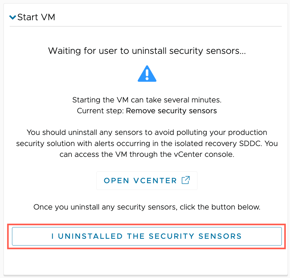 Button to confirm existing security sensors have been uninstalled.