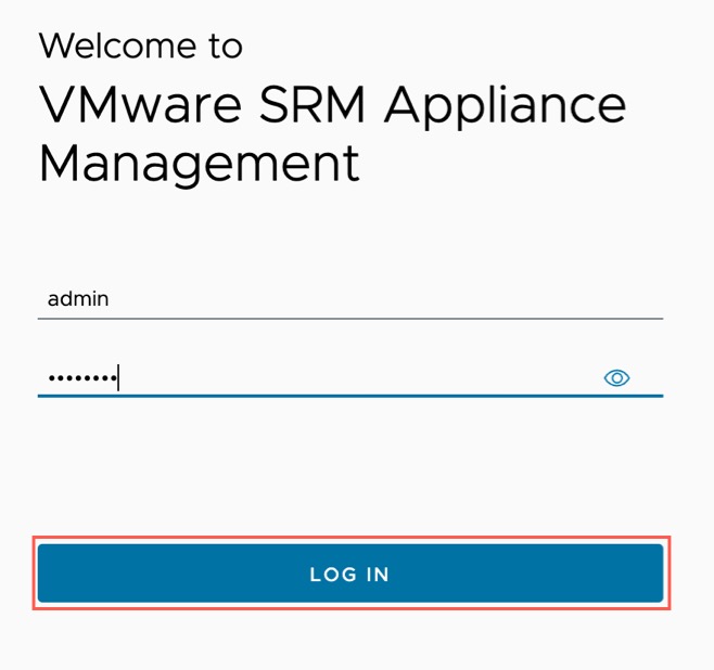 Log in to the VMware SRM Appliance Management UI.