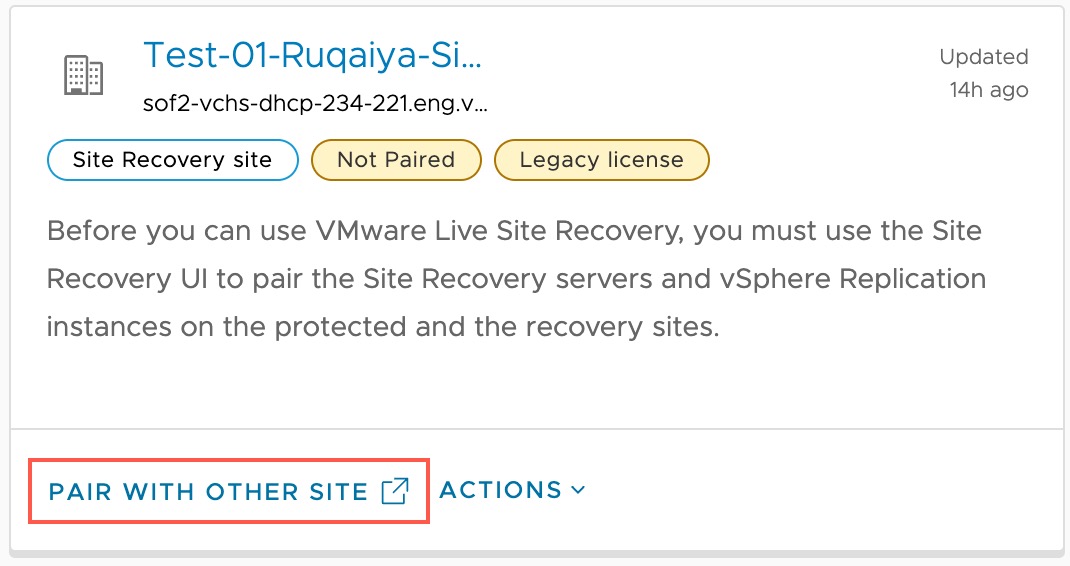 Click Pair with Other Site to pair one wite with another.