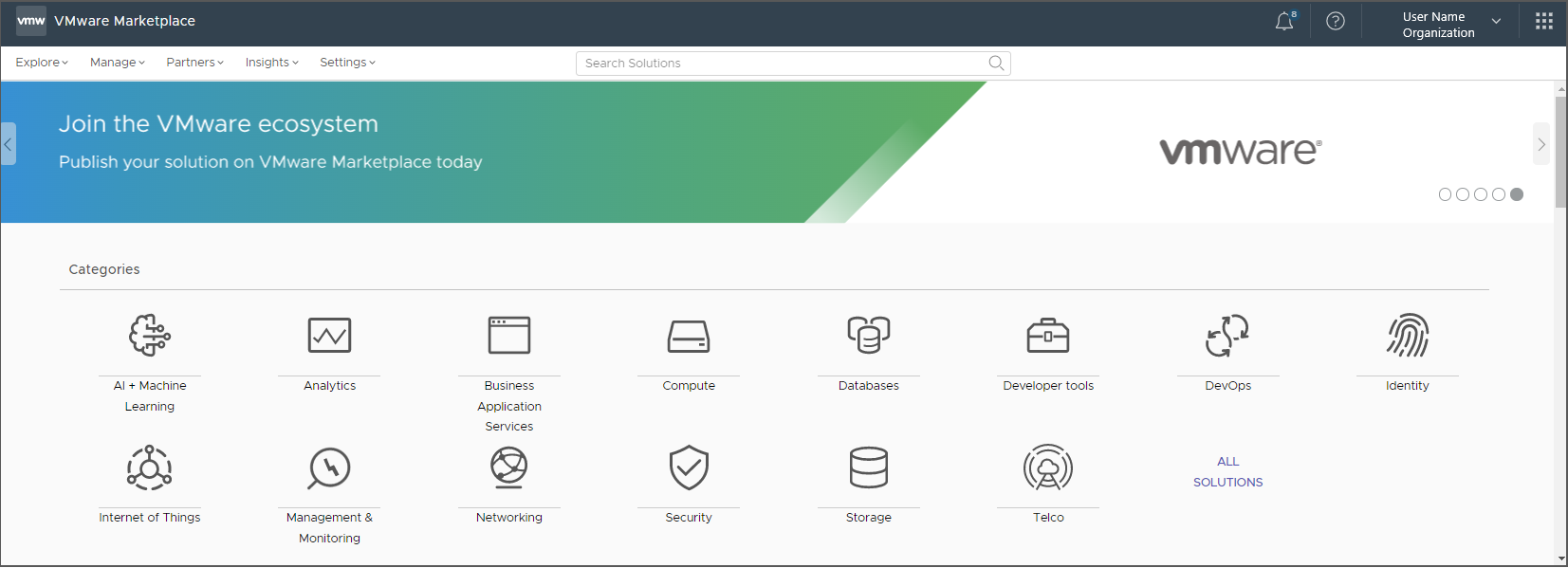 View of the VMware Marketplace Portal