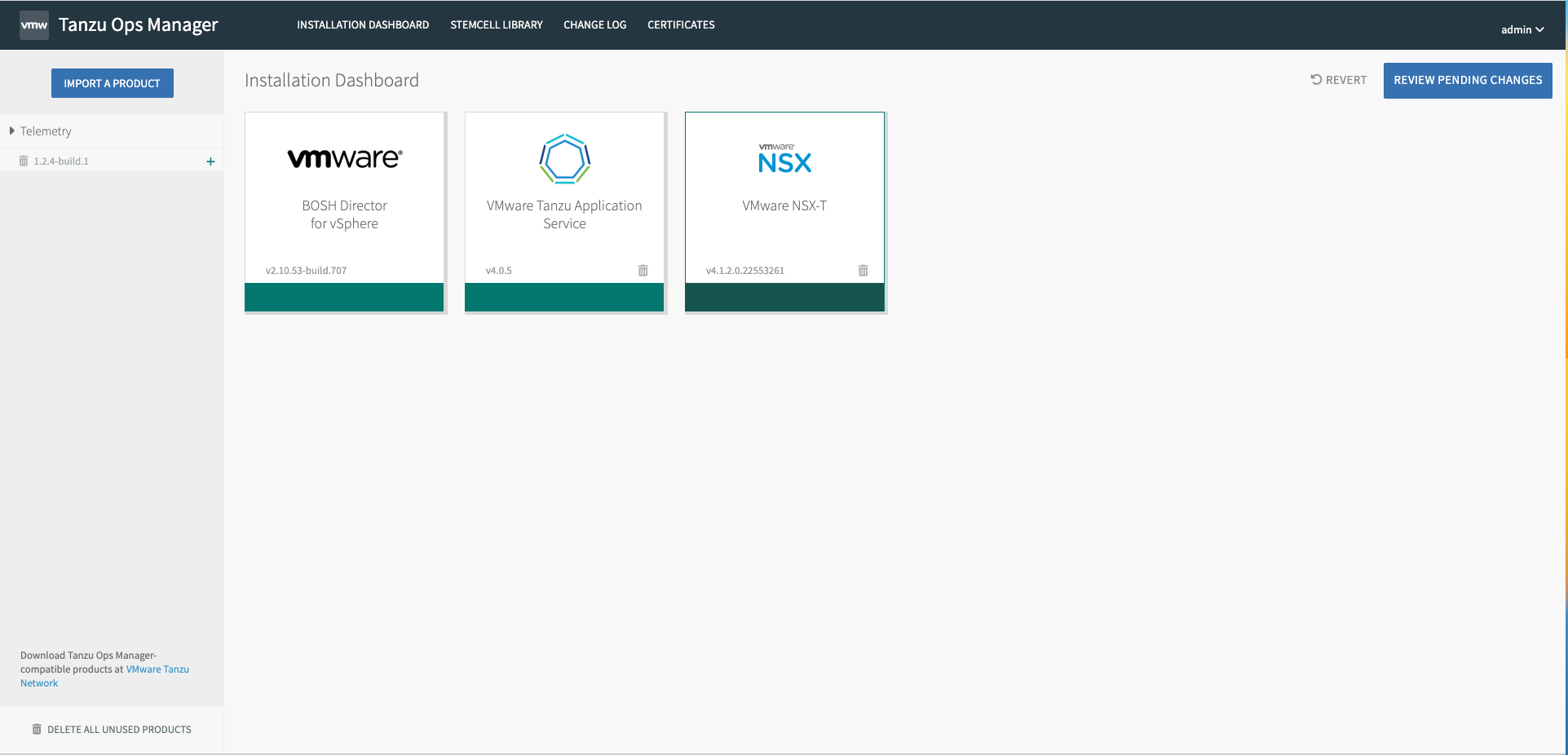 Screen showing NSX-T tile