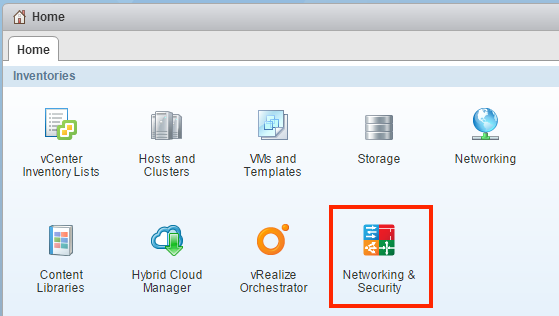 Networking & Security icon is highlighted on the Home page.