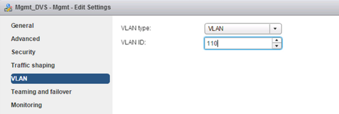 Specify the VLAN ID for management traffic.