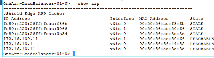 Sample output of the show arp command.