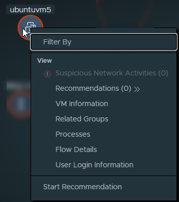 Contextual menu of available actions you can take when right-clicking a compute node. Each action are described the the table following this image.