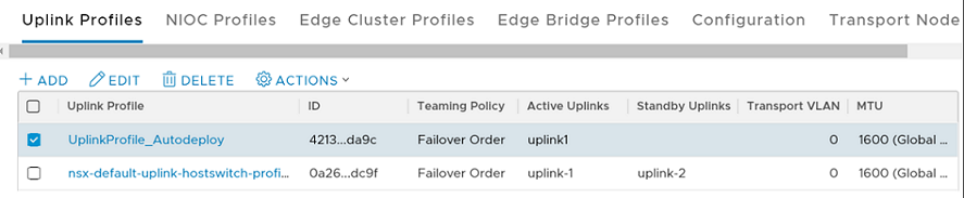 In the Uplink Profiles tab, add an uplink profile.