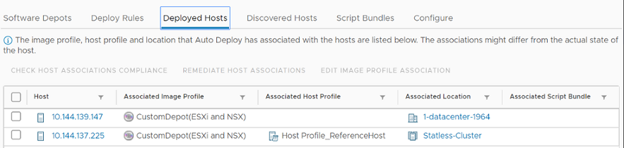 Select a host for remediation to force update the image and host profile to the target host.