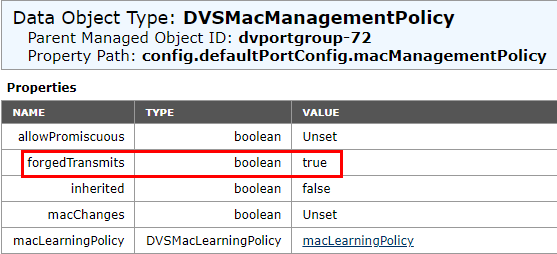 Properties of the DVSMacManagementPolicy object type