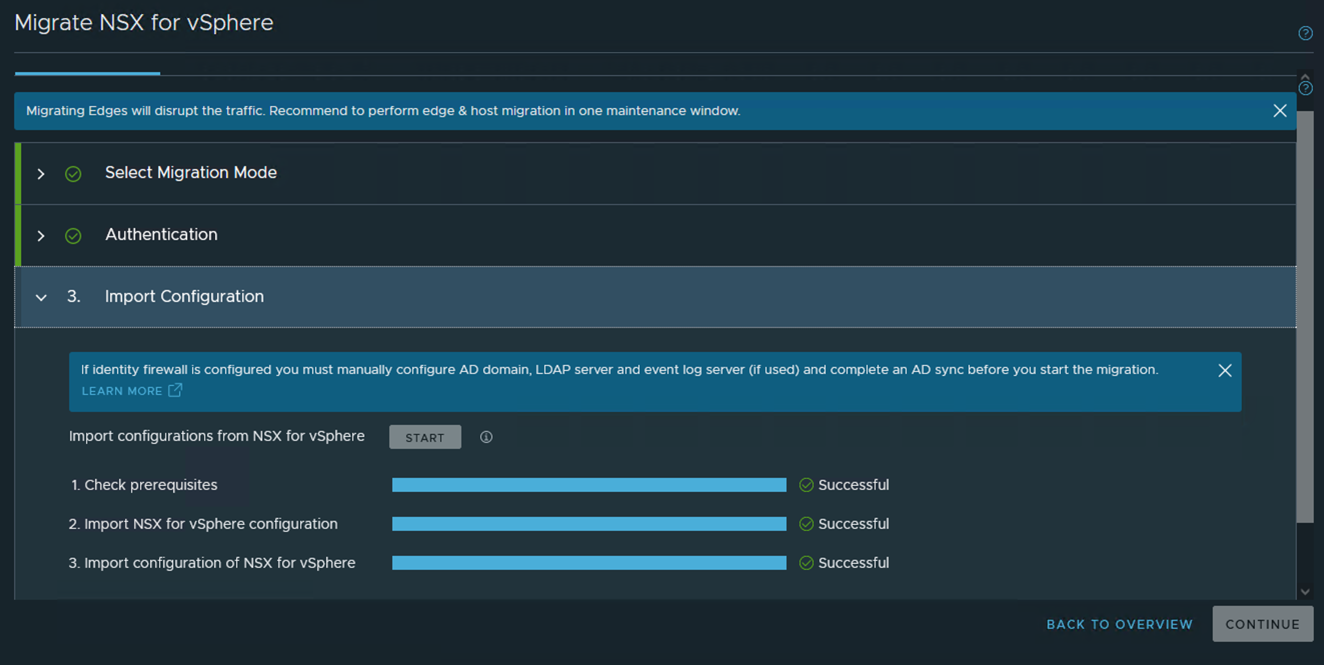 Screenshot of the import configuration screen