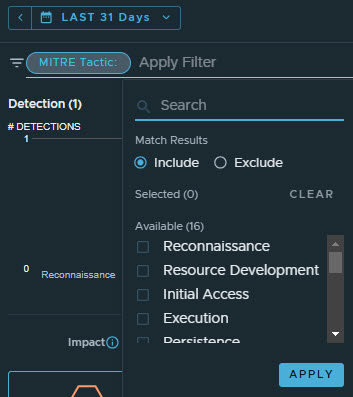 Including specific filter criteria options.