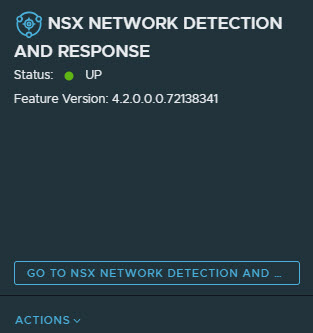 Feature card for NSX Network Detection and Response after activation. More info provided in surrounding text.