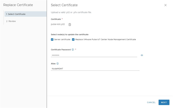 Replace a Server Certificate.