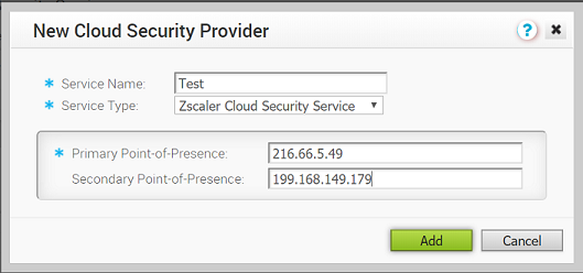 Add Cloud Security Service Type