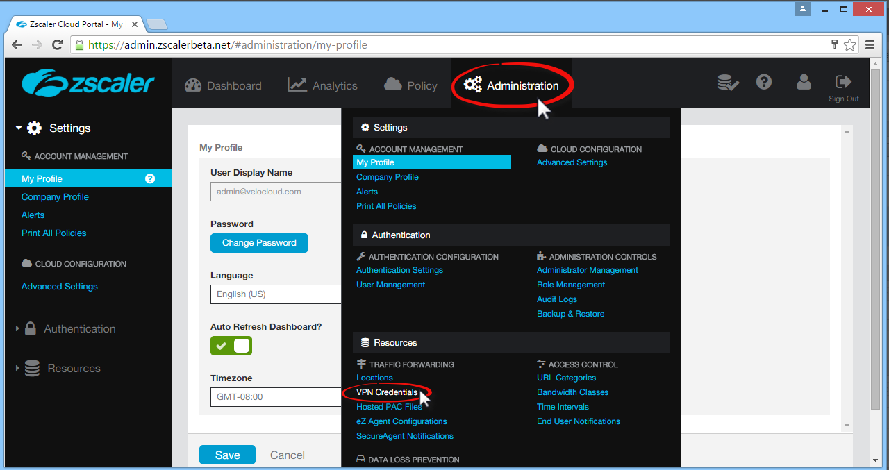 complementary-configuration-zscaler-administration-drop-down