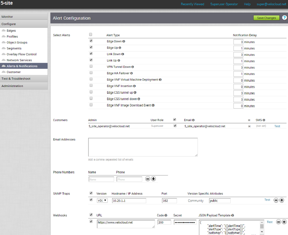 Configure Alerts and Notifications