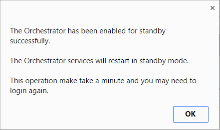 disaster-recovery-standby-mode-success-dialog-box