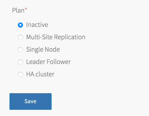 The Plan' section is shown. The radio button for Inactive is selected.