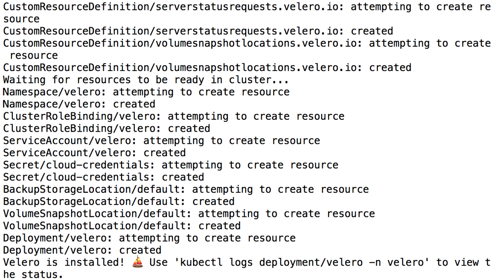 Velero installation