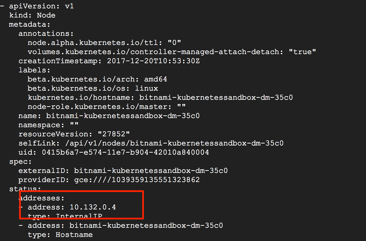 Node IP address