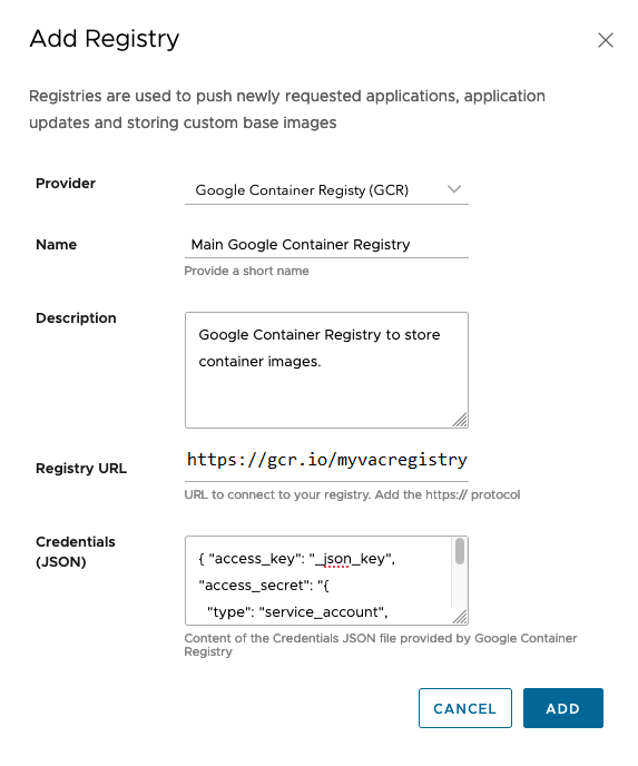 Add Google Contain Registry