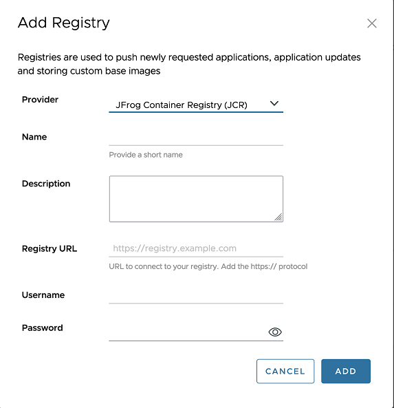 Add JFrog Container Registry